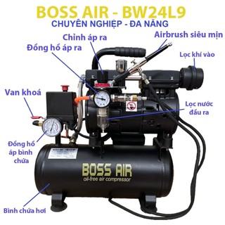  Máy nén khí kèm súng sơn Airbrush mini chuyên dụng BOSS AIR mã BW24L9 