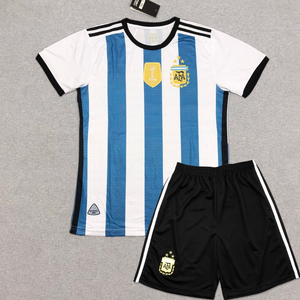 [ nhận in lẻ đội ] Bộ quần áo thể thao đá bóng  Argentina 3 sao chuẩn thi đấu, vải Mè Thái lỗ kim