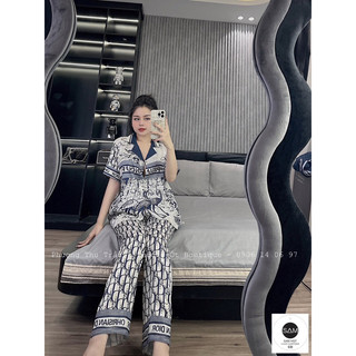 Bộ ngủ mặc nhà pijama hạc dior lụa xước Sam