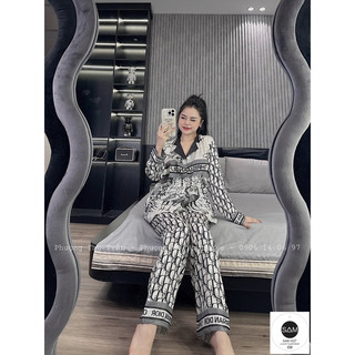 Bộ ngủ mặc nhà pijama hạc dior lụa xước Sam