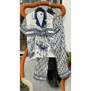 Bộ ngủ mặc nhà pijama hạc dior lụa xước Sam