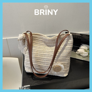 Túi Tote cói đi biển du lịch phong cách vintage Hàn Quốc, túi đeo chéo Briny T01