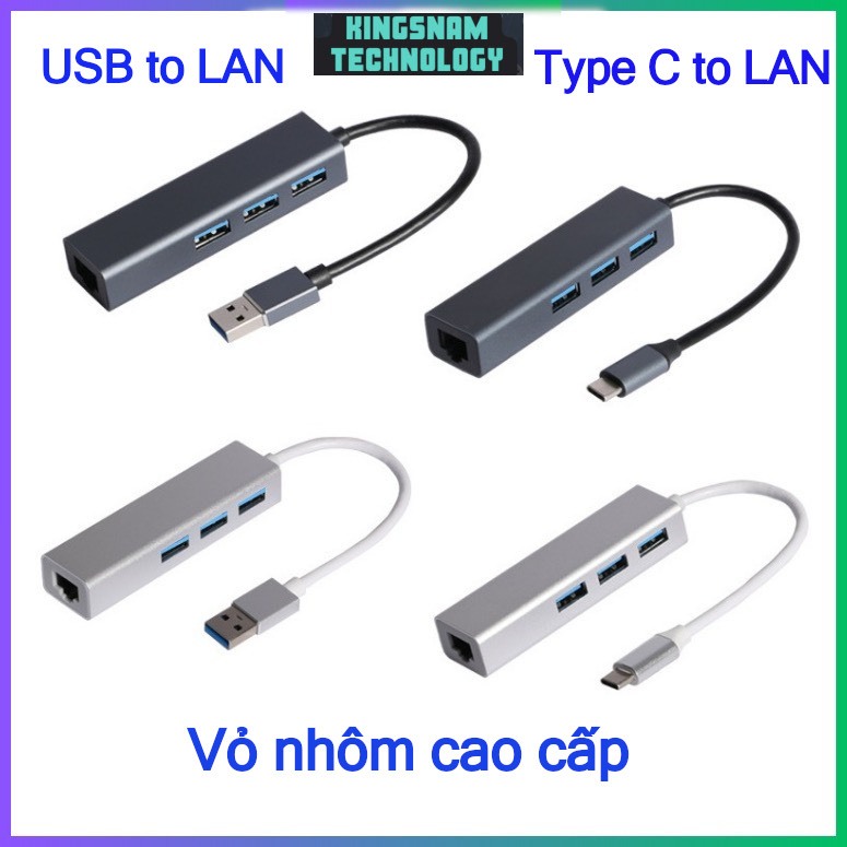 Bộ Chuyển Đổi USB Sang Ethernet Lan Cho Laptop PC Hub Type C to LAN và hub USB to LAN Hub chia cổng USB chia cổng Type C