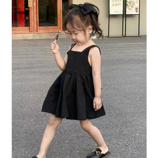 Váy bé gái- váy bé gái 2 dây cổ vuông nơ lưng dễ thương cho bé từ 1 tuổi đến 5 tuổi