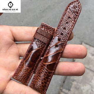 Dây đồng hồ da đà điểu màu nâu đỏ (Trong lót da bò)