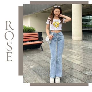 Quần jean nữ Rose ống loe lưng cao, quần skinny jean nữ ôm dáng vải co dãn cao cấp