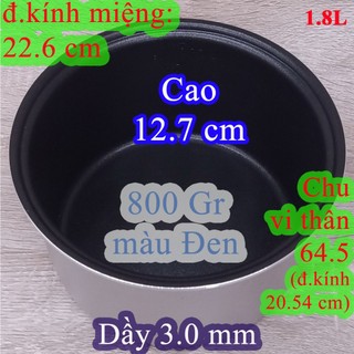 Lòng nồi cơm điện cao 12.7 cm 1.8 l siêu dầy nặng 800 gr màu đen