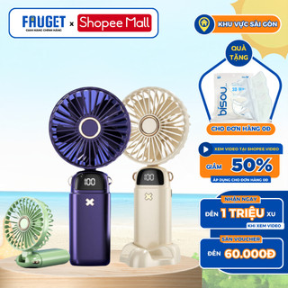 Quạt Cầm Tay Mini FAUGET Sạc Pin Tích Điện 5 Cấp Độ Gió Gấp Gọn Dung Lượng Pin Cao 6000mAH Màn Hình Hiện Thị % Pin Sạc