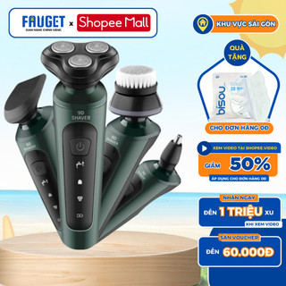 Máy Cạo Râu Nam Mini FAUGET 9D 4in1 Sạc Pin 4 Chức Năng Tỉa Lông Mũi, Rửa Mặt, Cạo Viền 3 Lưỡi Cạo Kép Chống Nước IPX7