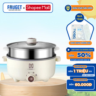 Nồi Lẩu Điện Đa Năng FAUGET Dung Tích 4L Công Suất 1000W Núm Điều Chỉnh Nhiệt 3 Mức Chống Dính Tốt, Bảo Hành 12 Tháng