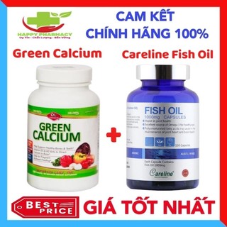 Bộ đôi canxi hữu cơ Green Calcium và Dha dầu cá hồi Careline Fish Oil