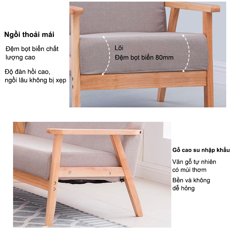 REX Ghế sofa đơn/đôi/ba người gỗ cao cấp hiện chân gỗ mắt sang trọng tinh tế Sofa phòng khách đơn giản | BigBuy360 - bigbuy360.vn