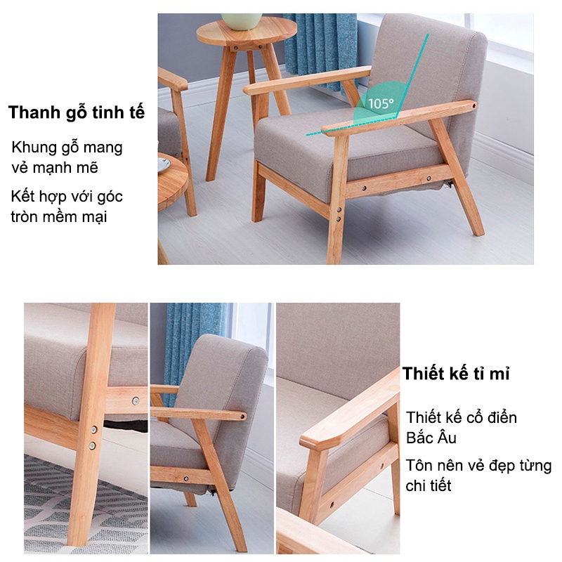 REX Ghế sofa đơn/đôi/ba người gỗ cao cấp hiện chân gỗ mắt sang trọng tinh tế Sofa phòng khách đơn giản | BigBuy360 - bigbuy360.vn