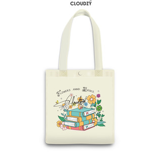 Túi tote vải canvas nữ nam LocalBrand phong cách Hàn Quốc Basic unisex màu be Cloudzy túi FLOWERS