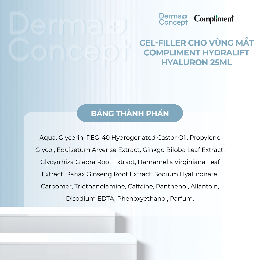 Gel-filler cho vùng mắt Compliment Hydralift Hyaluron làm căng da, giảm thâm, nhăn, bọng mắt 25ml