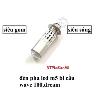 Bóng pha LED bi cầu mini chân M5 - Pha trắng cốt vàng gắn cho Dream WaveZX.v.v