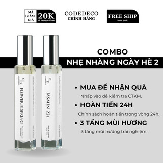 Tinh dầu thơm codedeco flower is spring + codedeco jasmin 221 10ml dạng xịt