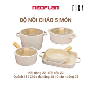 [Hàng chính hãng]: Bộ nồi chảo Neoflam - Fika 5 món (2 SỰ LỰA CHỌN). Made in Korea, Hàng có sẵn
