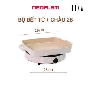 [Hàng chính hãng] Combo Chảo nướng và bếp từ tròn Neoflam Fika. Sản xuất tại Hàn Quốc. Hàng có sẵn