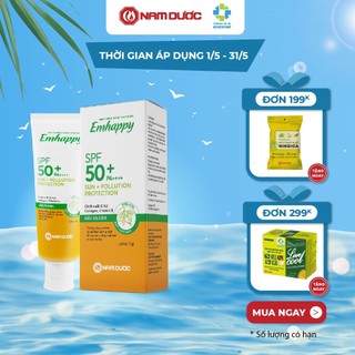 Kem chống nắng thảo dược Emhappy, SPF 50+, PA ++++ dưỡng da nâng tông, dưỡng ẩm, ngăn ngừa lão hóa tuýp 75g