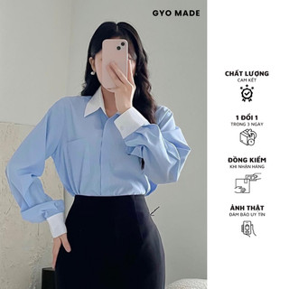 Áo sơ mi sọc xanh nhạt GYOMADE® phong cách công sở