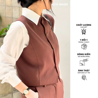 Áo gile nữ màu nâu đỏ GYOMADE® phong cách Hàn Quốc ( Không kèm áo sơ mi trắng)