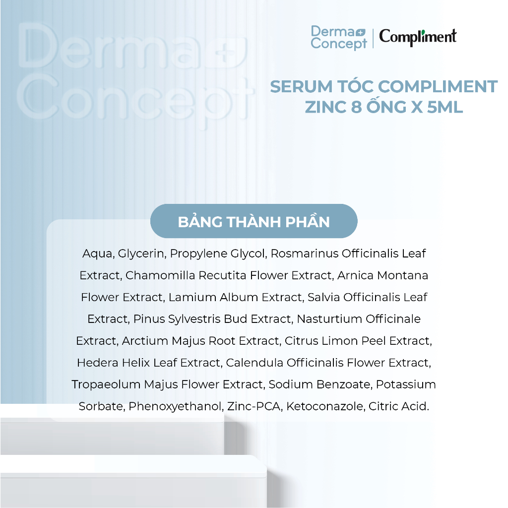 Serum tóc Compliment ZinC giảm và ngừa mọi loại gàu ngứa, vảy nến da đầu 8 ống x 5ml