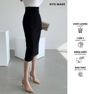 Chân váy bút chì GYOMADE® dáng dài công sở phong cách Hàn Quốc màu đen/trắng