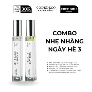 Tinh dầu thơm codedeco brilliant flower + codedeco saigon 59 happy bleu 10ml dạng xịt