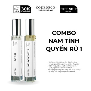 Tinh dầu thơm codedeco 18 edt + codedeco bleu and bleu 10ml dạng xịt