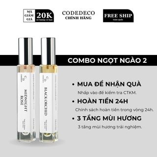Tinh dầu thơm codedeco midnight rose + codedeco black orchid 10ml dạng xịt