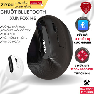Chuột Bluetooth Không Dây Công Thái Học Ziyou H5 Silent Chống Mỏi Cổ Tay 6 Nút Bấm Pin 30 Ngày
