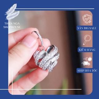 Bông tai nữ swarovski tim đá lồng cao cấp, hàng đầy đủ hộp túi fullbox