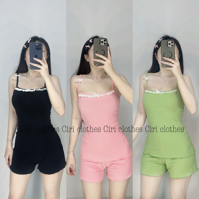 set áo gấm + quần sọt