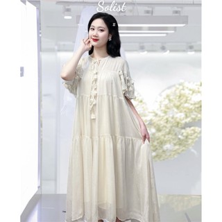 VÁY XUÔNG TAY BÈO HOA NƠ CỔ