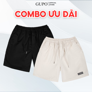 Combo 2 Quần Short Kaki Basic Trên Gối GUPO Local Brand Lưng Chun Dây Rút Túi Chéo Năng Động