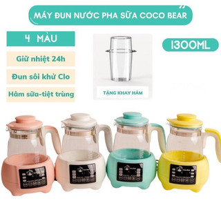 (Tặng Khay Hâm+Bộ Thìa) Ấm đun nước pha sữa,hâm sữa Cocobear điều chỉnh & giữ nhiệt độ liên tục 1300ml Mingo