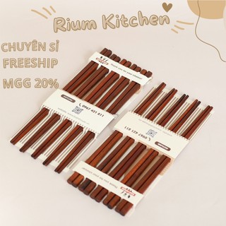 Bộ 10 đôi đũa gỗ cẩm lai vân gỗ tự nhiên đã phủ bóng cao cấp dgcl03r