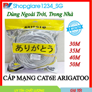 Cáp Mạng CAT6E ARIGATOO 30m/ 35m/ 40m/ 50m, Bấm sẵn 2 đầu liền dây , vỏ chất liệu PVC chống oxi hoá