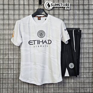 Bộ Áo Bóng Đá Man City Xám Trắng 2024/25 Thoáng Mát Cực Đẹp