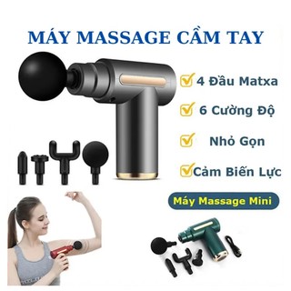  Máy massage đấm lưng cầm tay đa năng Súng mát xa cổ vai gáy giảm co cứng cơ với 4 đầu và 6 chế độ pin sạc 