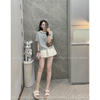 Áo sơ mi đũi mềm mát cổ phối ren
