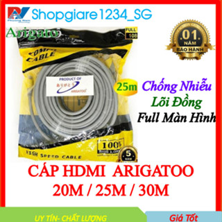 Cáp HDMI ARIGATO 20m 25m 30m lõi đồng HDTV 4K*2K (19+1) - Dây HDMI To HDMI tròn chuẩn FULL HD 1080p