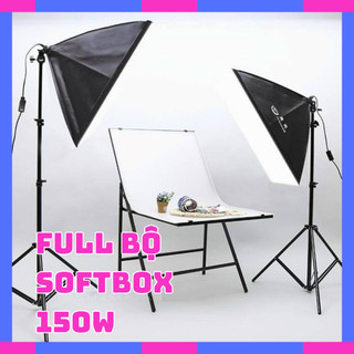 Bộ đèn studio 150w chụp ảnh sản phẩm chân đèn 2m kèm softbox 50x70 hỗ trợ sáng