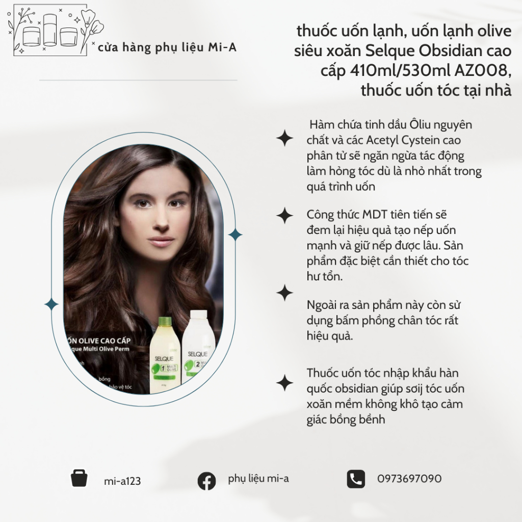 UỐN LẠNH Thuốc uốn lạnh THÔNG MINH OLIVE SELQUE OBSIDIAN CAO CẤP