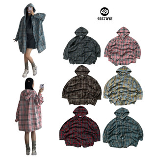 Áo Sơ Mi Form Rộng Dài Nón To Unisex Nam Nữ Nhiều Màu_SSSTore