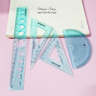 Bộ 4 món thước kẻ, thước eke dạng dẻo 20cm