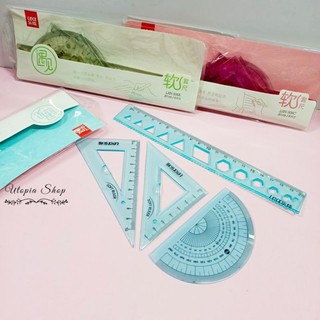 Bộ 4 món thước kẻ, thước eke dạng dẻo 20cm