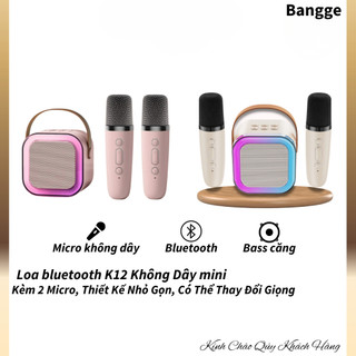 Loa bluetooth K12 Không Dây mini,BANGGE Kèm 2 Micro,Thiết Kế Nhỏ Gọn,Có Thể Thay Đổi Giọng,Tiện Lợi