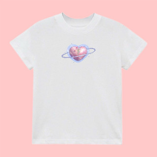 Áo thun gân form Ôm babytee in hình Trái tim hồng Metalic ba3558